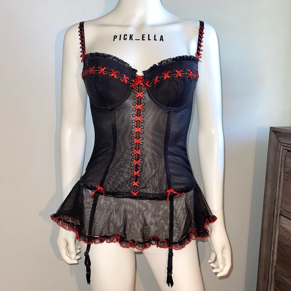 34C Vs Chantal Thomass for Victoria’s Secret 2005 Corset Bustier Slip Black red - Picture 1 of 17